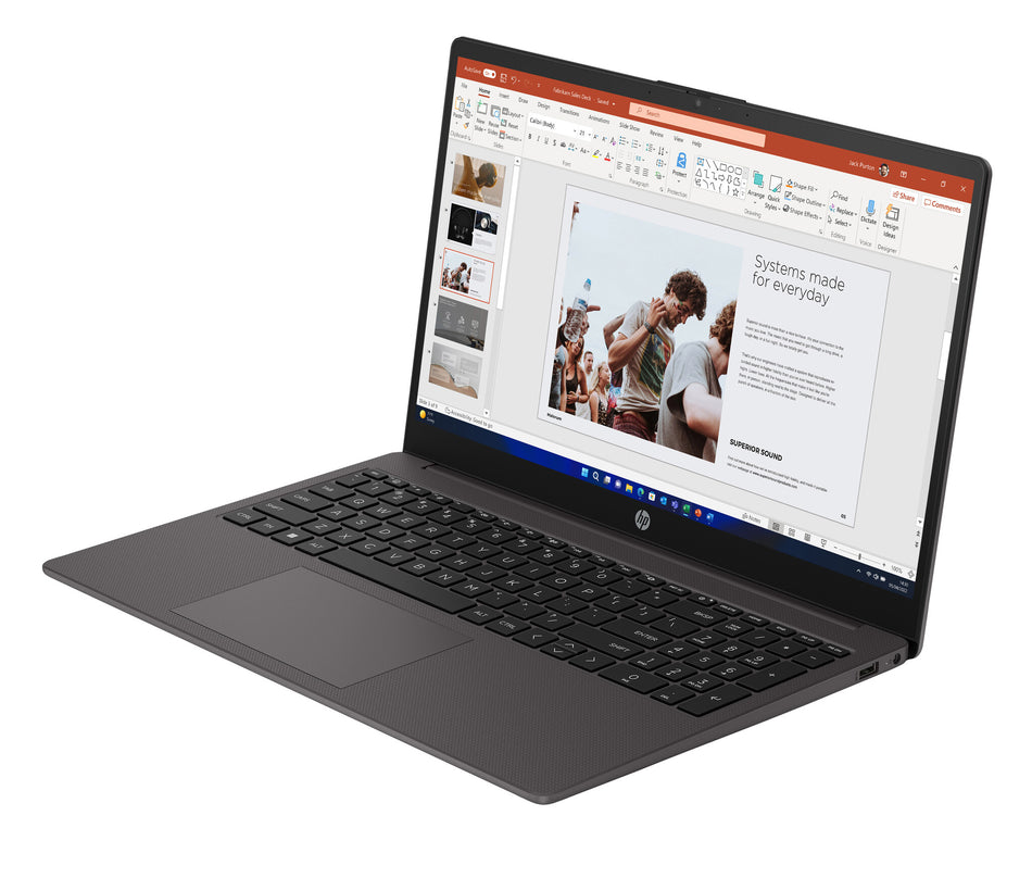 HP 255 G10 AMD Ryzen™ 5 7530U Laptop 39.6 cm (15.6") Full HD 8 GB DDR4-SDRAM 256 GB SSD Wi-Fi 6 (802.11ax) Windows 11 Pro Silver