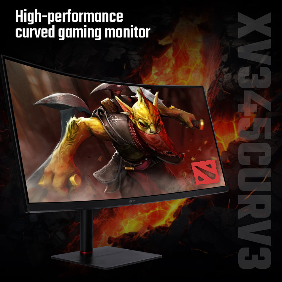 Acer Nitro XV5 Nitro XV345CURV3 curved ultra-wide gaming monitor - 34", 21:9, 1000R curve, UltraWide Quad HD, 180Hz, 0.5ms, AdaptiveSync, HDR 10, HDMI, DP & USB-C