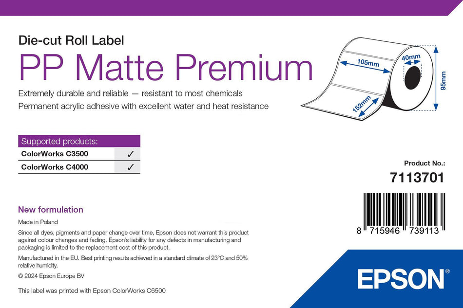Epson 7113701 printer label White Self-adhesive printer label