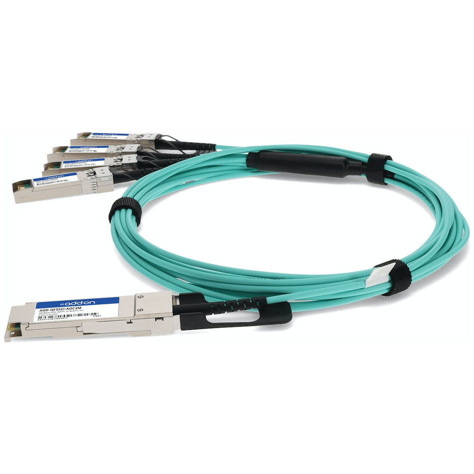 AddOn Networks ADD-QF5SCI-AOC3M InfiniBand/fibre optic cable 3 m QSFP+ 4xSFP+ Aqua colour