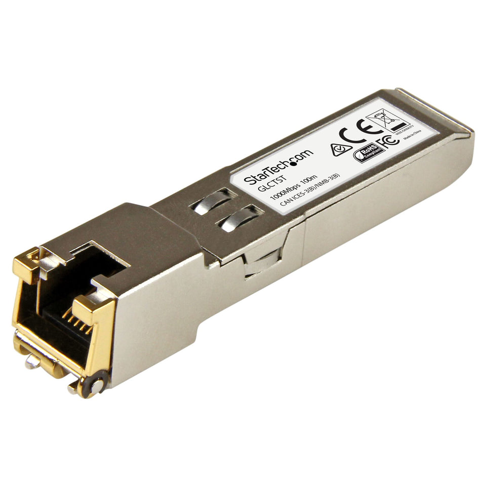 StarTech.com Cisco GLC-T Compatible SFP Transceiver Module - 1000BASE-T - 10 Pack~Cisco GLC-T Compatible SFP Module (10 Pack) - 1000BASE-T - SFP to RJ45 Cat6/Cat5e - 1GE Gigabit Ethernet SFP - RJ-45 100m - Cisco Firepower, ASR920, IE2000