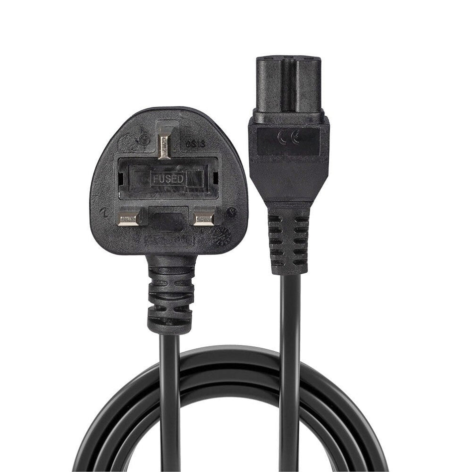 Lindy 2m Mains UK 3 Pin Plug to Hot Conditioned IEC C15 Power Cable  Kettle Lead