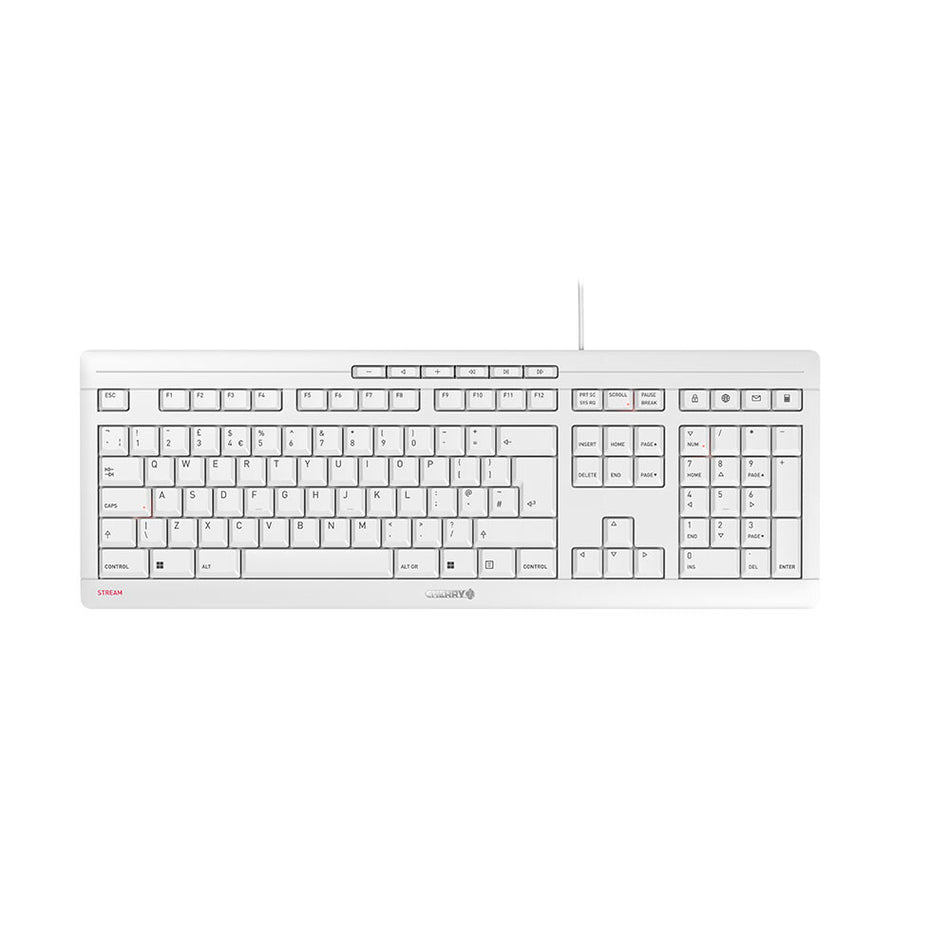 CHERRY STREAM KEYBOARD Corded Keyboard, Light Grey, USB (QWERTY - UK)