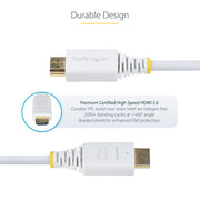StarTech.com 6ft (1.8m) Premium Certified High Speed HDMI Cable, 4K 60Hz/1440p 144Hz, HDR10/HDCP 2.2/ARC, 18Gbps, UHD HDMI 2.0 Cord for TV/Monitor/Display, TPE Jacket, White