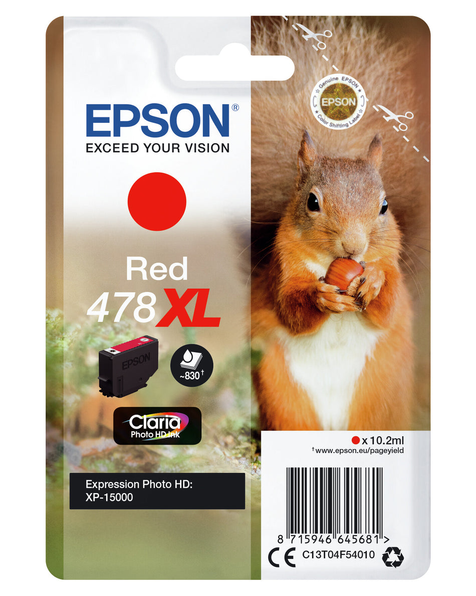 Epson Squirrel Singlepack Red 478XL Claria Photo HD Ink