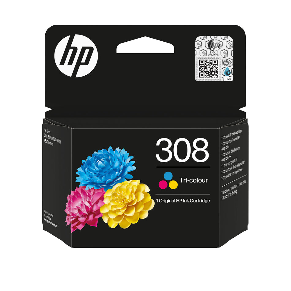 HP 308 Tri-color Original Ink Cartridge