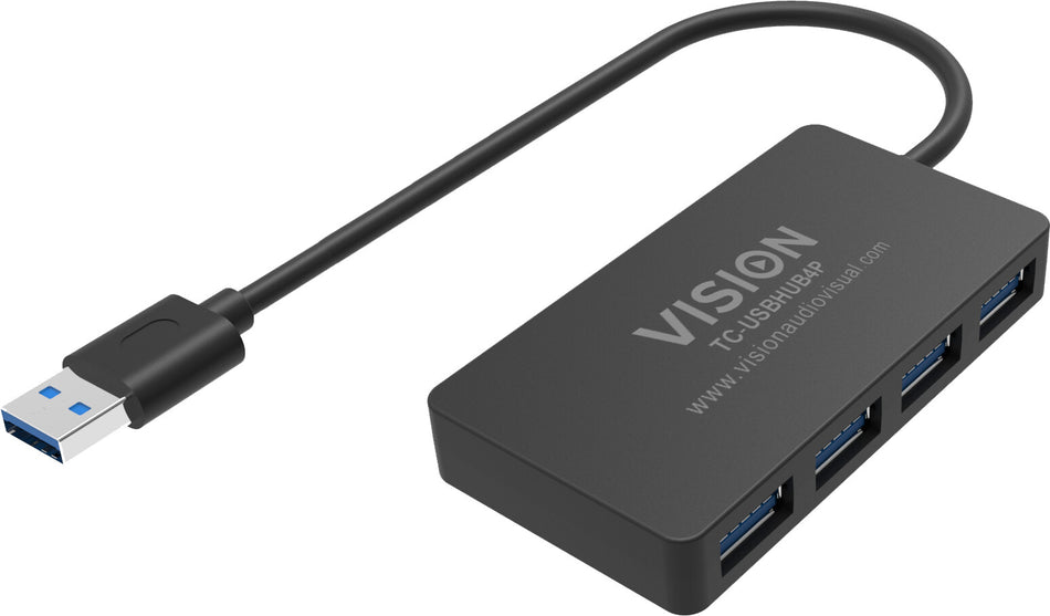 Vision TC-USBHUB4P interface hub USB 3.2 Gen 1 (3.1 Gen 1) Type-A 5 Mbit/s Black