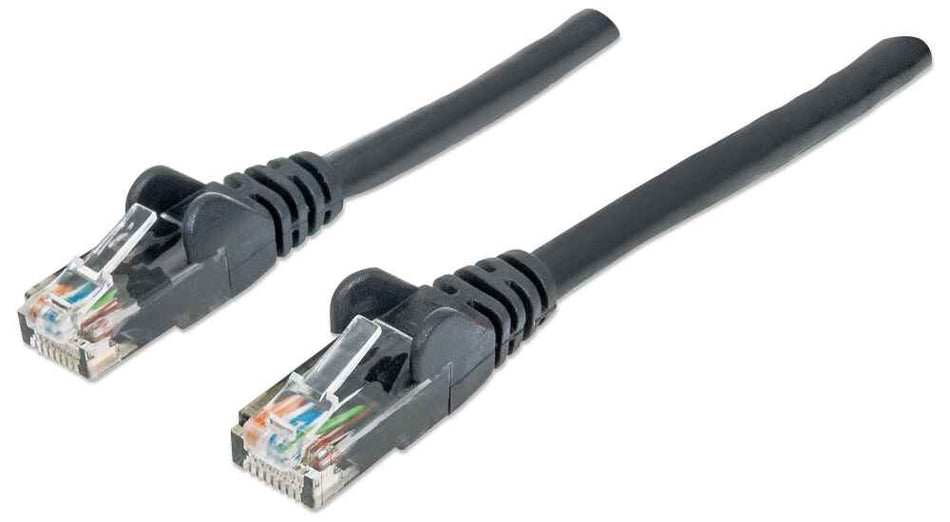 Intellinet Network Patch Cable, Cat6, 1m, Black, CCA, U/UTP, PVC, RJ45, Gold Plated Contacts, Snagless, Booted, Lifetime Warranty, Polybag