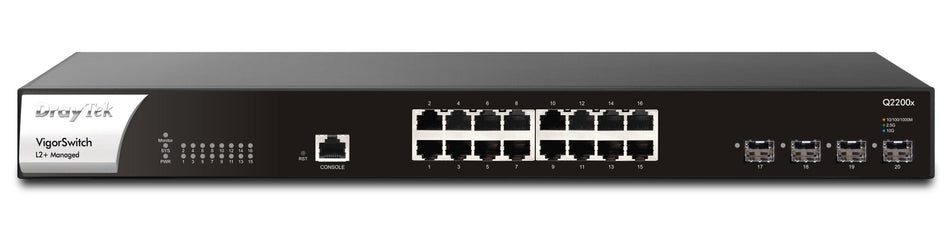 DrayTek VigorSwitch PQ2200xb Managed L2+ 2.5G Ethernet (100/1000/2500) Power over Ethernet (PoE) 1U Black