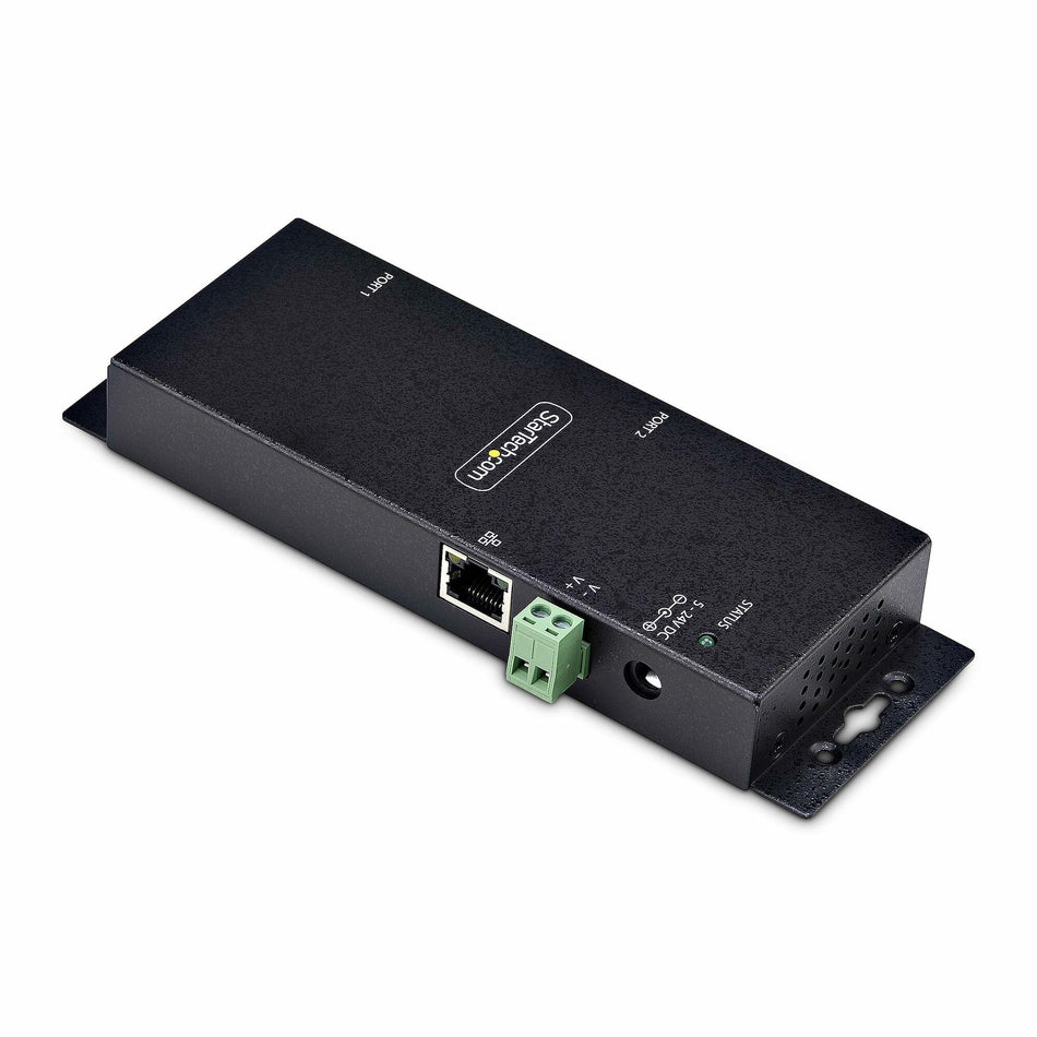 StarTech.com 2-Port Serial to Ethernet Adapter, IP Serial Device Server For Remote RS232 Devices, Wall/DIN Rail Mountable, Metal Housing, RJ45 LAN to DB9 Serial Converter