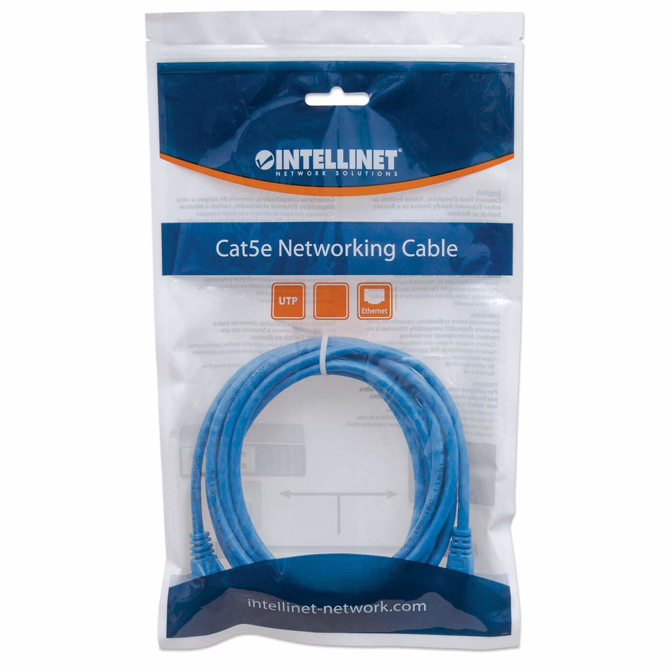 Intellinet Network Patch Cable, Cat6, 1m, Blue, CCA, U/UTP, PVC, RJ45, Gold Plated Contacts, Snagless, Booted, Lifetime Warranty, Polybag