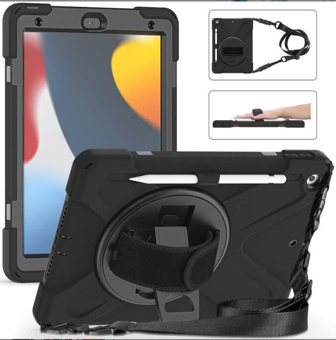MAXCases Shield Case for iPad 7/8/9th gen (10.2in) with Hand strap shoulder strap & screen protector (Black)