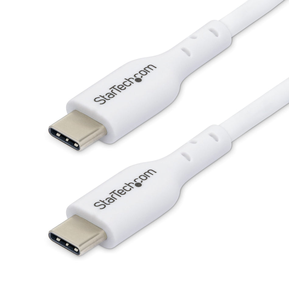 StarTech.com 3m (9.8ft) White USB-C Charging Cable, USB C Cable, USB 2.0 Type-C Laptop Charger Cord, 60W 3A Power Delivery, TPE Jacket, USB-C Data Transfer Cable, M/M