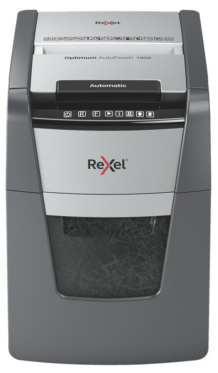 Rexel Optimum AutoFeed+ 100X Automatic Cross Cut Paper Shredder P4