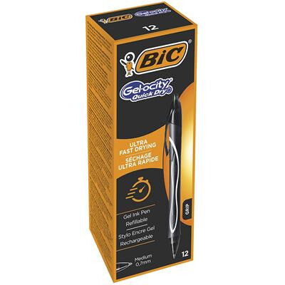 BIC Gel-ocity Quick Dry Black Clip-on retractable ballpoint pen Medium 12 pc(s)