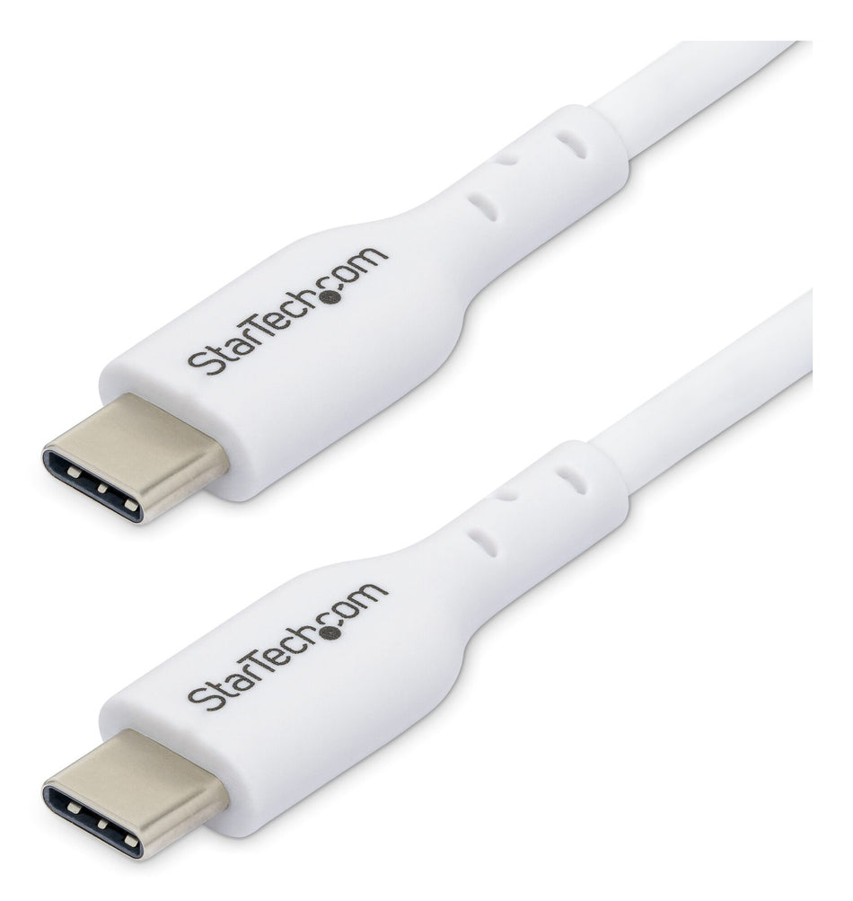 StarTech.com 1m (3.3ft) White USB-C Charging Cable, USB C Cable, USB 2.0 Type-C Laptop Charger Cord, 60W 3A Power Delivery, TPE Jacket, USB-C Data Transfer Cable, M/M