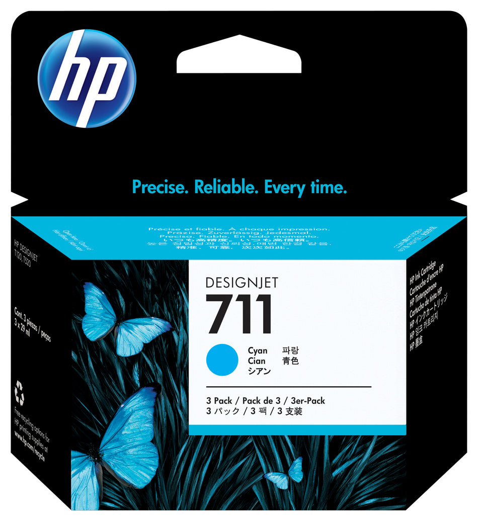 HP 711 3-pack 29-ml Cyan DesignJet Ink Cartridges