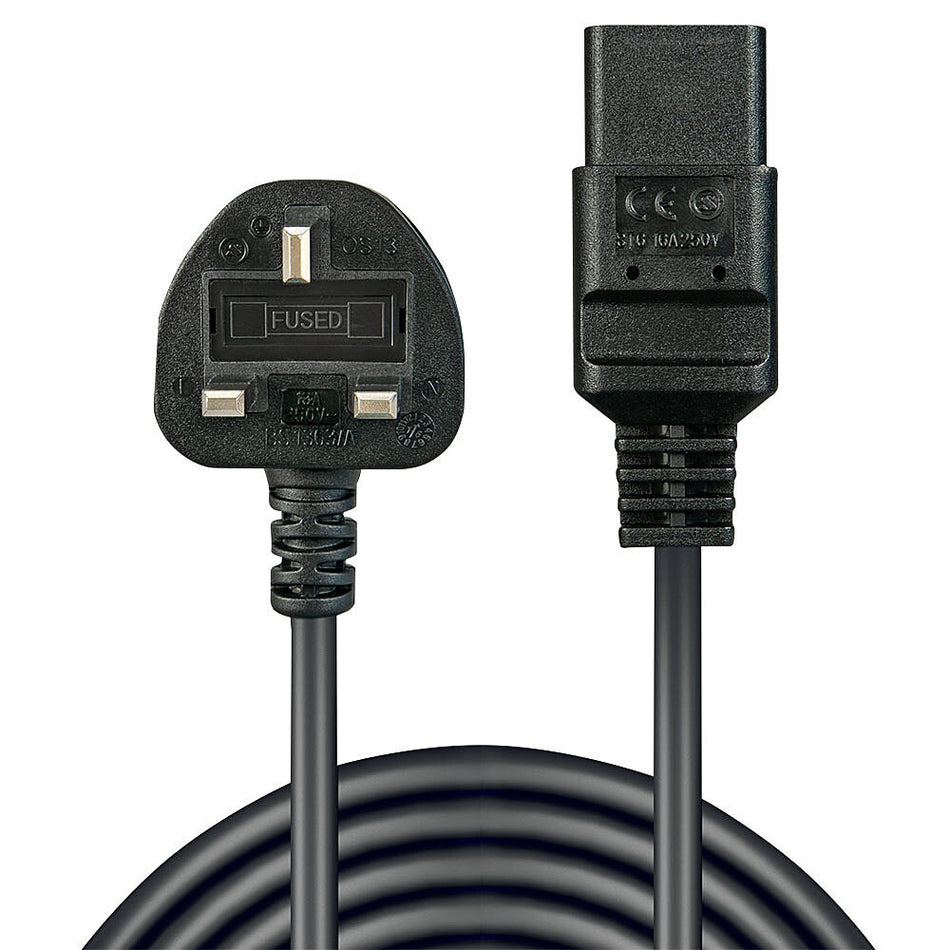 Lindy 2m UK 3 Pin Plug to IEC C19 Power Cable. Black