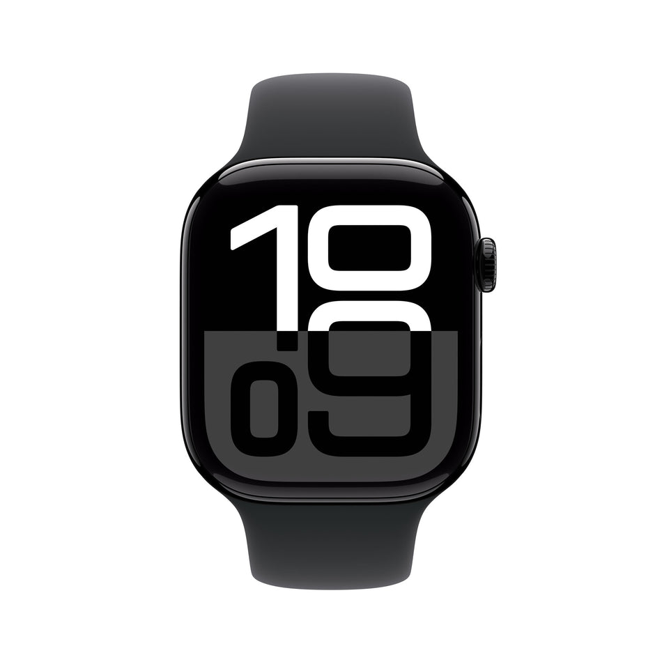 Apple Watch Series 10 GPS 46mm Jet Black Aluminium Case with Black Sport Band - S/M