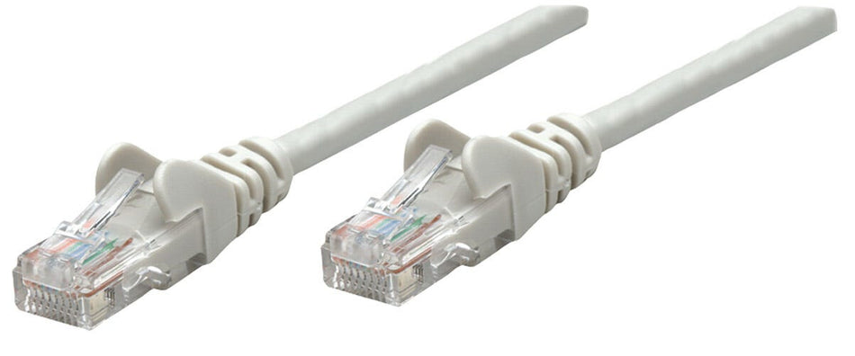 Intellinet Network Patch Cable, Cat5e, 0.25m, Grey, CCA, U/UTP, PVC, RJ45, Gold Plated Contacts, Snagless, Booted, Lifetime Warranty, Polybag