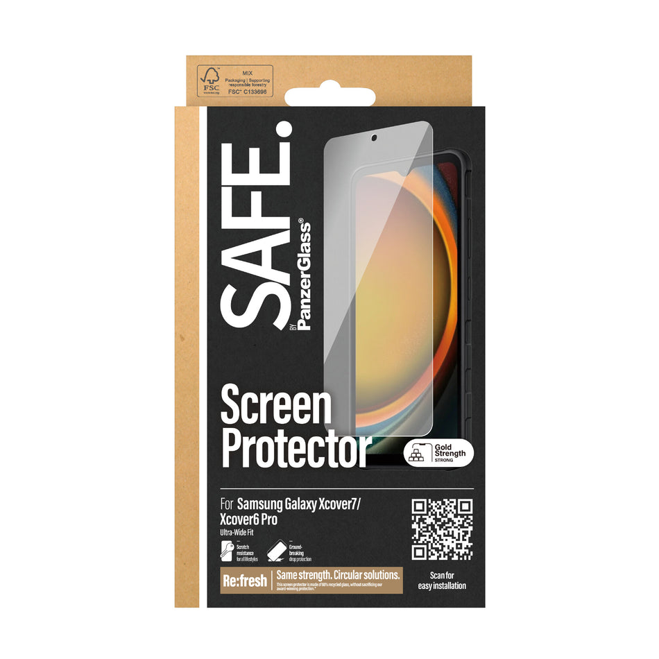 PanzerGlass SAFE. by ® Samsung Galaxy Xcover7| Ultra-Wide Fit