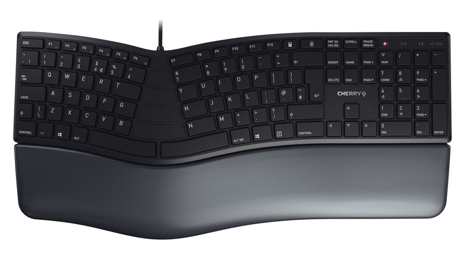 CHERRY KC 4500 ERGO Corded Ergonomic Keyboard, Black, USB (QWERTY - UK)