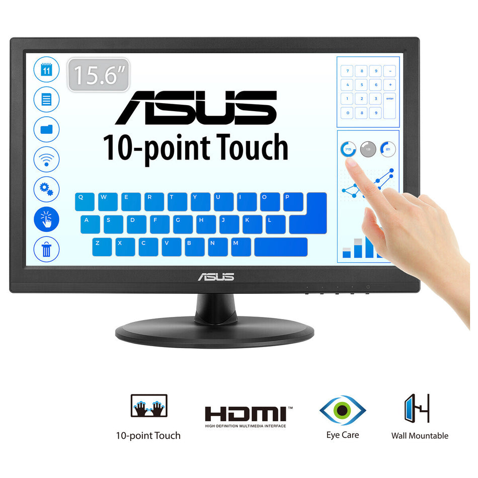 ASUS VT168HR computer monitor 39.6 cm (15.6") 1366 x 768 pixels WXGA LED Touchscreen Black