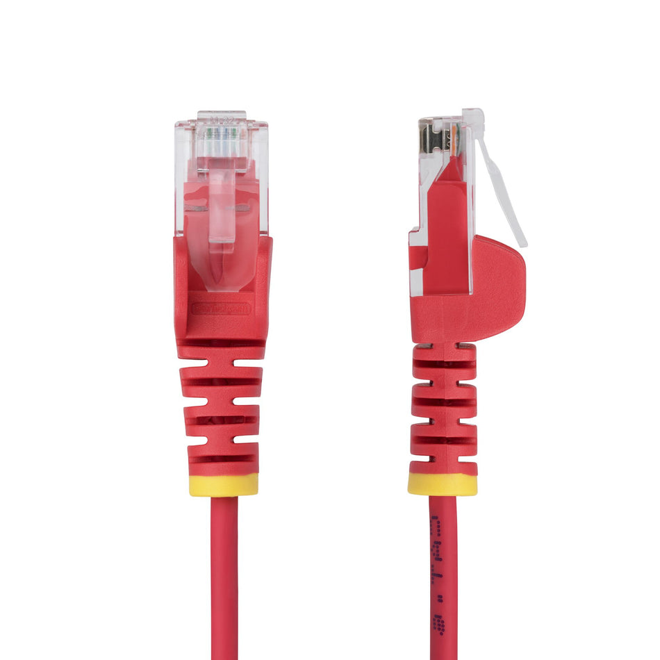 StarTech.com 10m Red Slim CAT6 Ethernet Cable, Snagless, 100W PoE, UTP, LSZH, 28AWG Pure Bare Copper Wire, Slim RJ45 Network Patch Cord w/Strain Reliefs, Fluke Tested