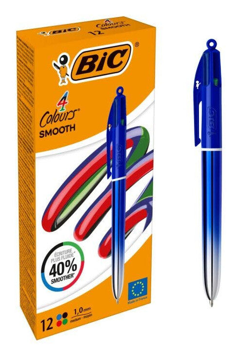 BIC Colors Smooth Black, Blue, Green, Red Twist retractable ballpoint pen Medium 12 pc(s)