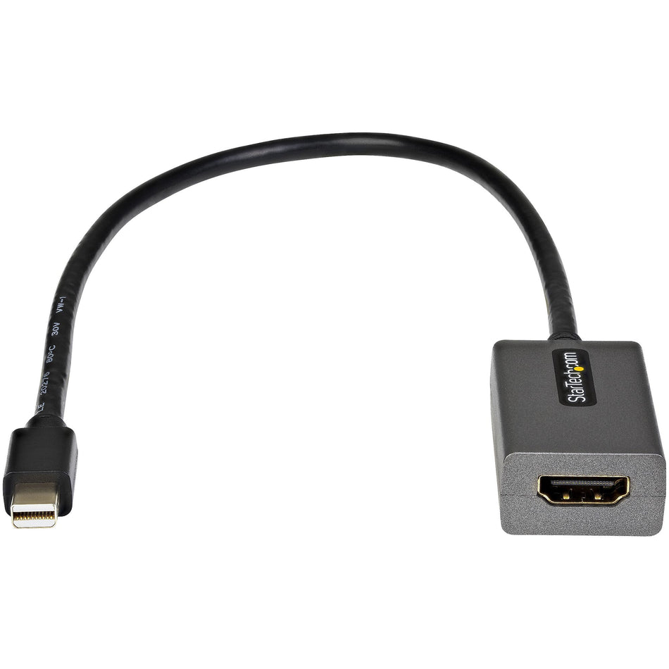 StarTech.com Mini DisplayPort to HDMI Adapter - mDP to HDMI Adapter Dongle - 1080p - Mini DisplayPort 1.2 to HDMI Monitor/Display - Mini DP to HDMI Video Converter - 12" Long Attached Cable - Upgraded Version of MDP2HDMI