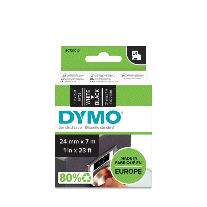 DYMO D1 Standard - White on Black - 24mm