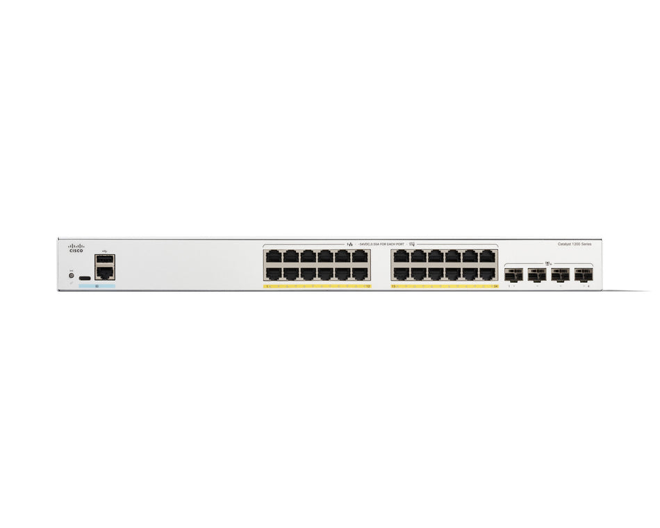 Cisco Catalyst 1200-24FP-4X Smart Switch, 24 Port GE, Full PoE, 4x10GE SFP+, Limited Lifetime Protection (C1200-24FP-4X)