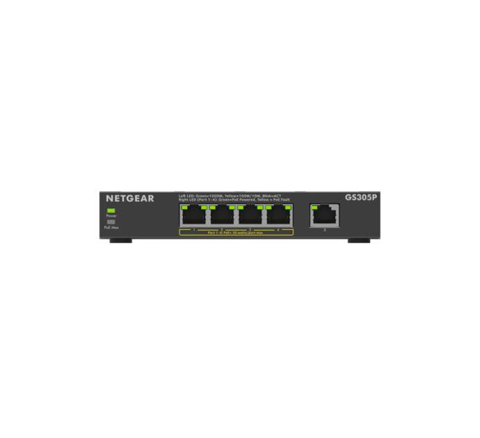 NETGEAR GS305Pv3 Unmanaged Gigabit Ethernet (10/100/1000) Power over Ethernet (PoE) Black