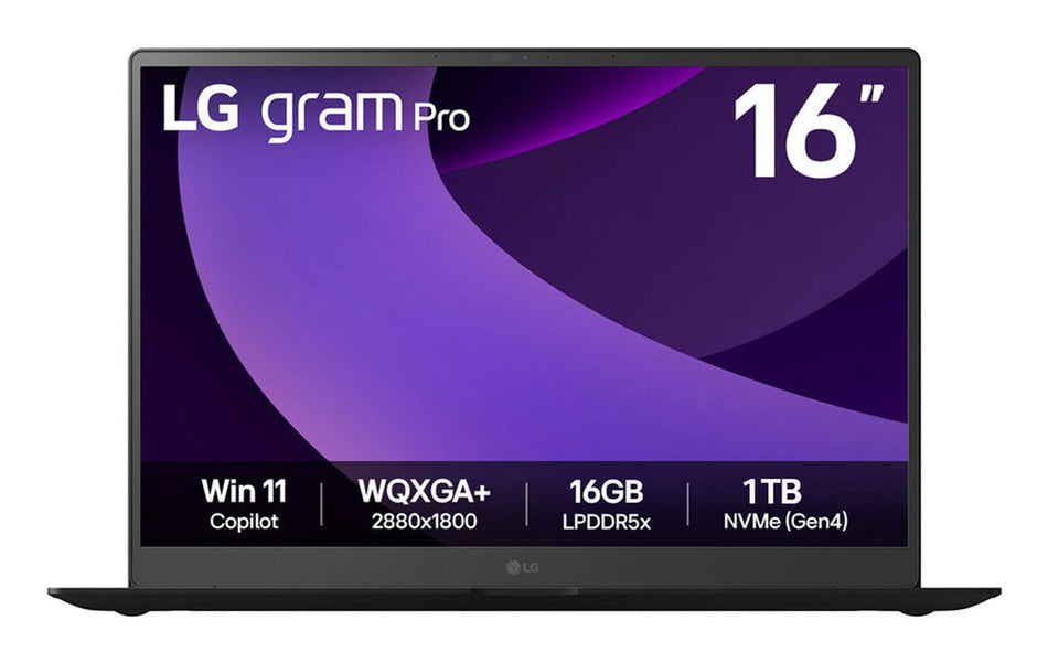 LG Gram Pro 16Z90TP-K.AA78A1 laptop Intel Core Ultra 7 225H 40.6 cm (16") WQXGA+ 16 GB LPDDR5x-SDRAM 1 TB SSD Wi-Fi 7 (802.11be) Windows 11 Home Black
