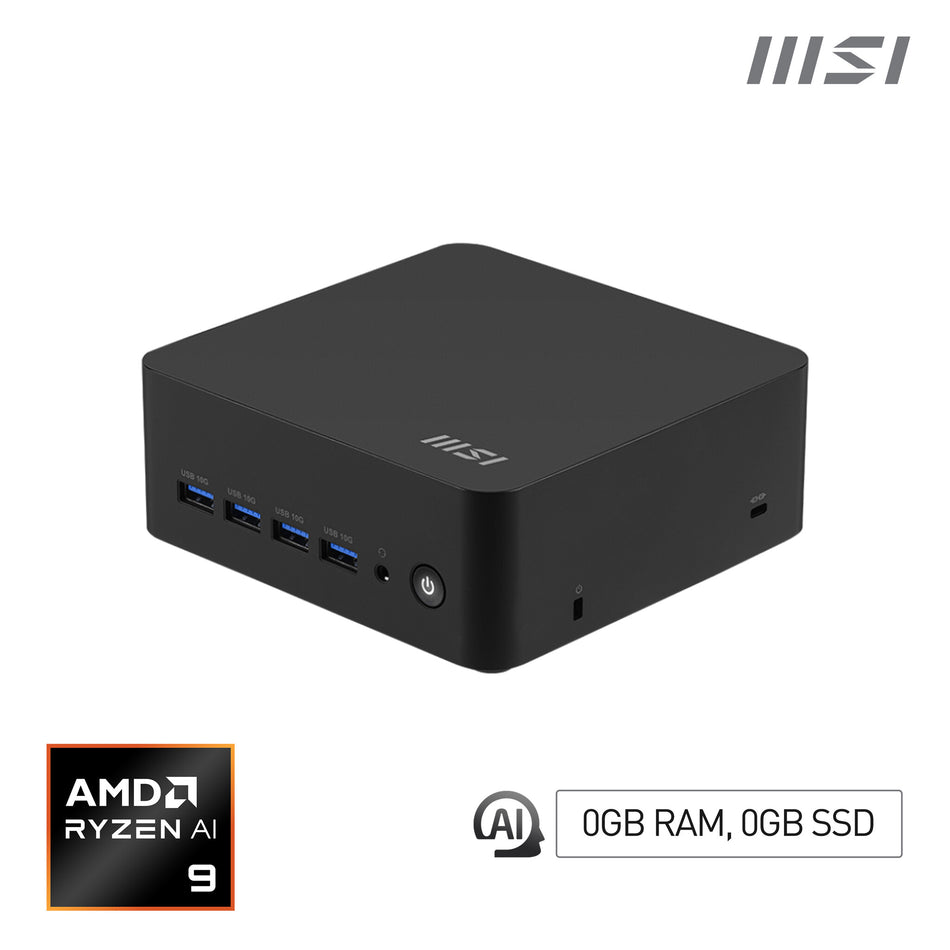 MSI Cubi Z AI 8M AMD Ryzen 9 8945HS, Barebone, NUC, SFF, Mini Computer, HTPC, (NO RAM, NO Storage, NO OS), AMD Radeon Graphics/DDR5/Dual HDMI/Dual LAN/WiFi 6E/BT 5.3/VESA