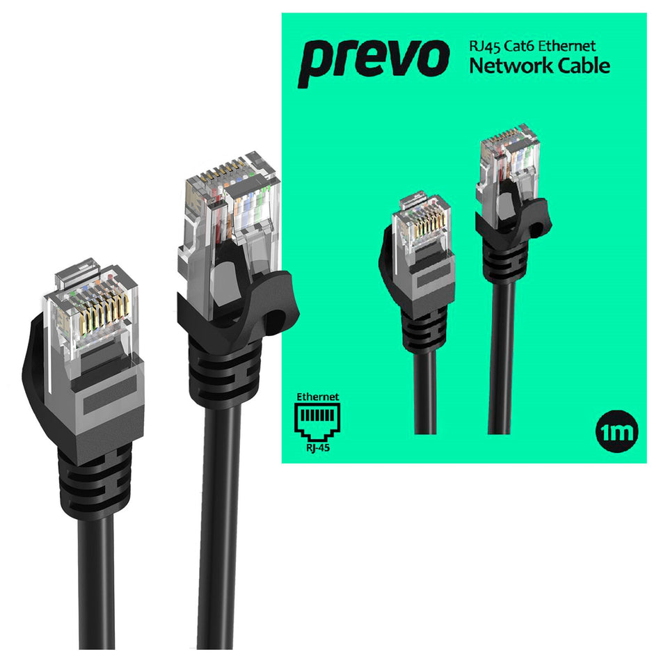 PREVO CAT6-BLK-1M networking cable Black