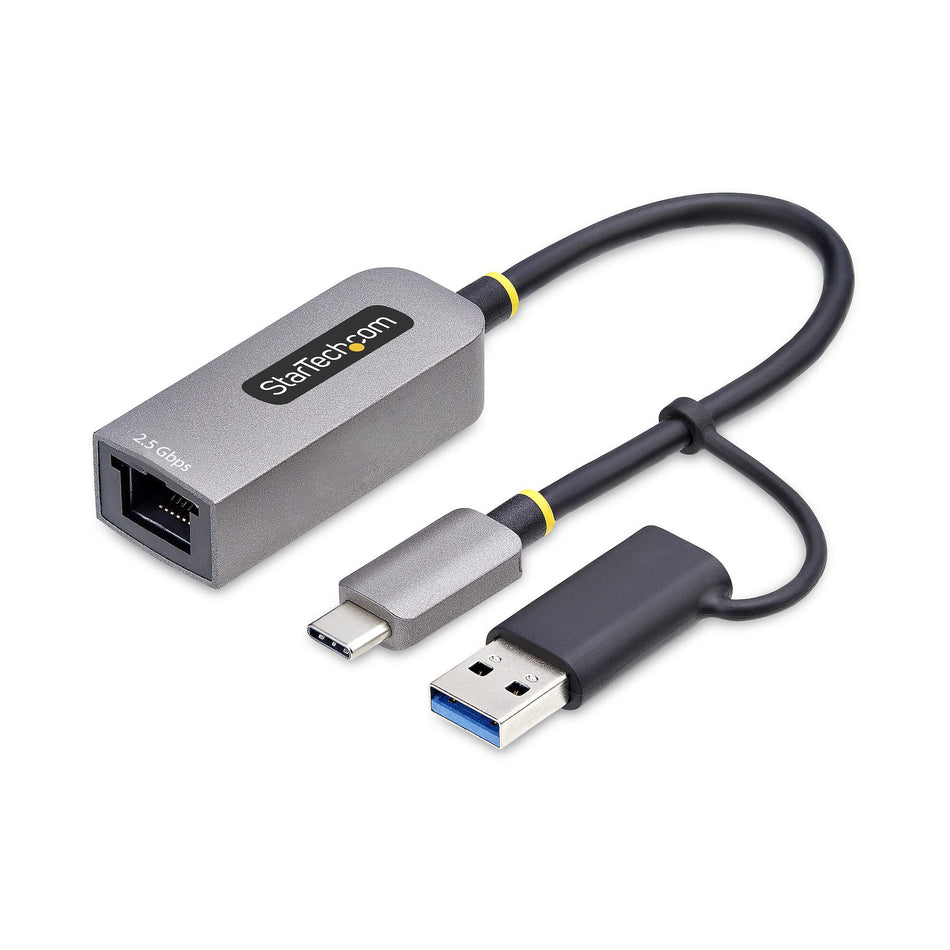 StarTech.com 2.5GbE USB-C to Ethernet Adapter with USB-A Converter, NBASE-T NIC, USB 3.0 Type-C 2.5/1G Multi Speed Network, Thunderbolt Compatible, Windows & Mac