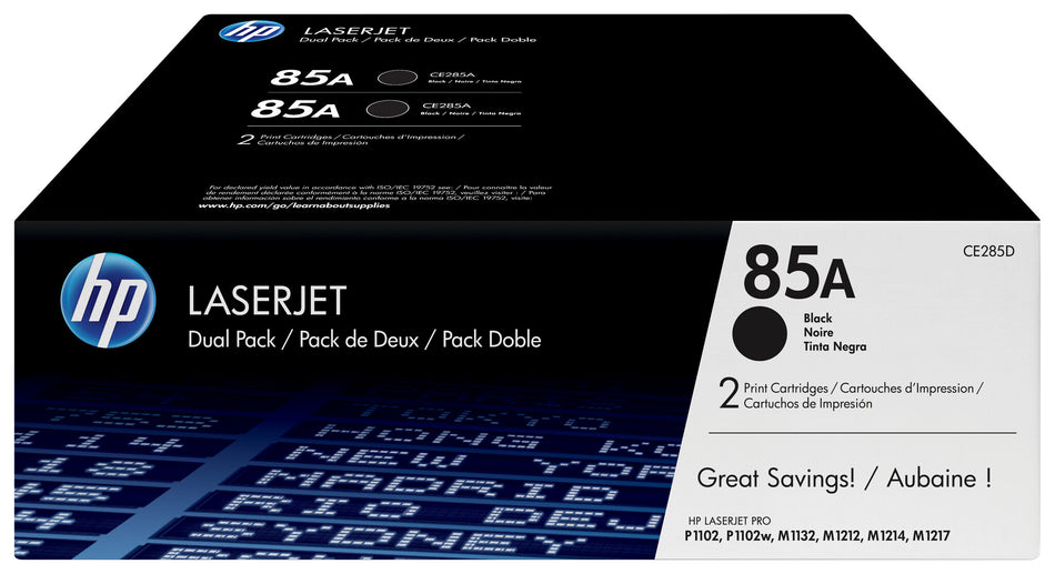 HP 85A 2-pack Black Original LaserJet Toner Cartridges