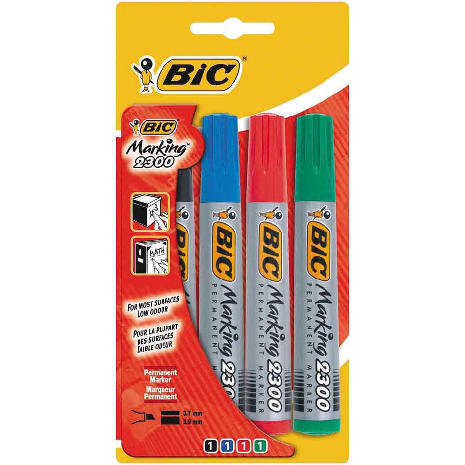 BIC Marking 2300 permanent marker Chisel tip Black, Blue, Green, Red 4 pc(s)