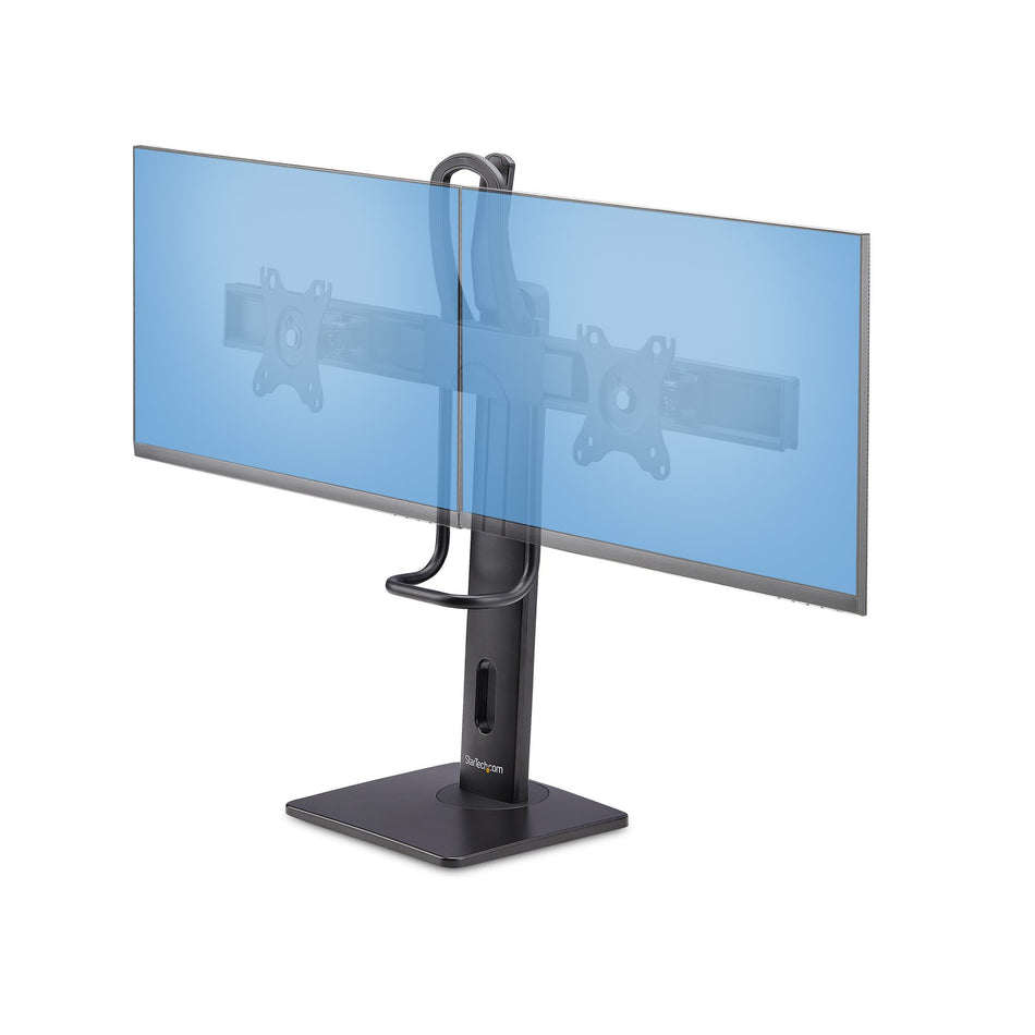 StarTech.com Crossbar Dual Monitor Desk Stand For Double 27-inch Screens, VESA Mount 75x75/100x100, Toolless Height Adjustment, Up To 13.2lb (6kg) Per Display