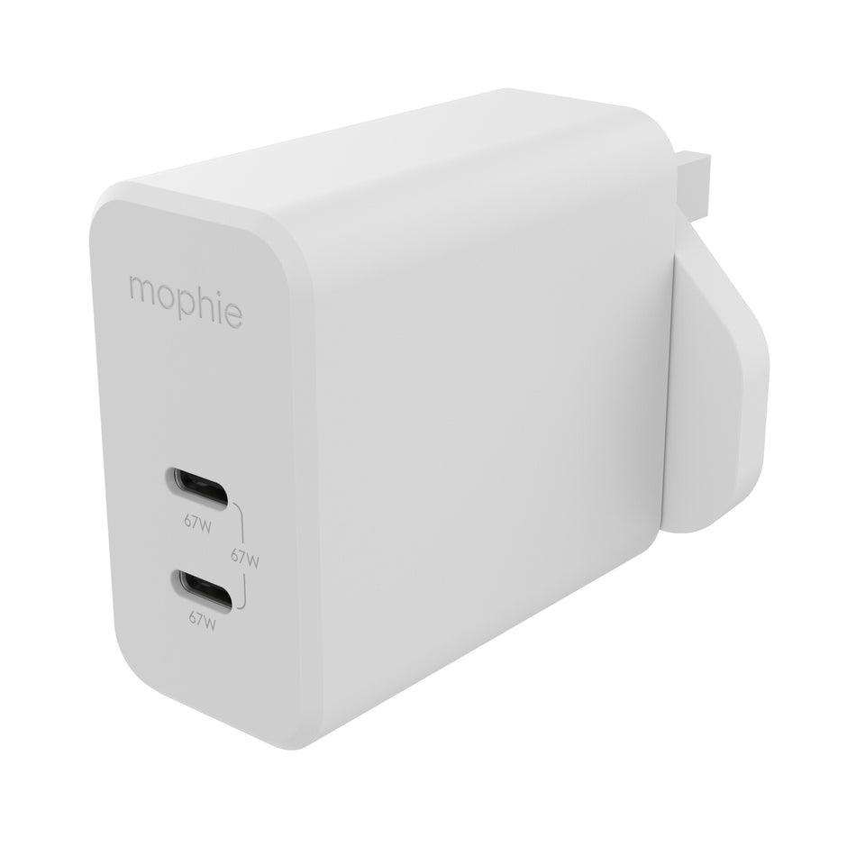 mophie Accessories-Wall Adapter-USB-C-PD-DUAL-67W-GAN-White-UK (2xUSBC)