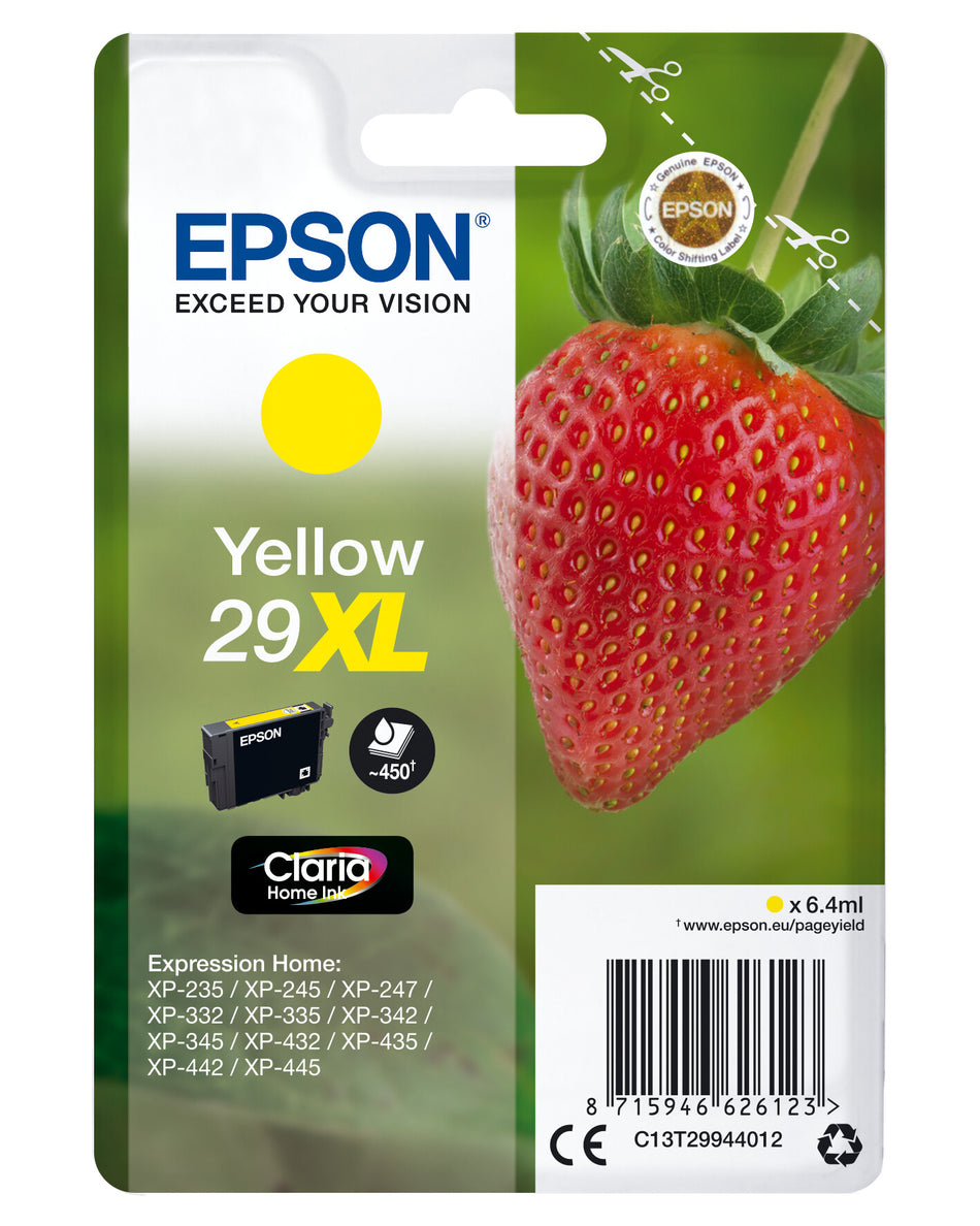 Epson Strawberry Singlepack Yellow 29XL Claria Home Ink