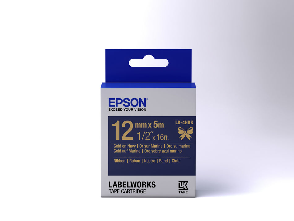 Epson Label Cartridge Satin Ribbon LK-4HKK Gold/Navy 12mm (5m)
