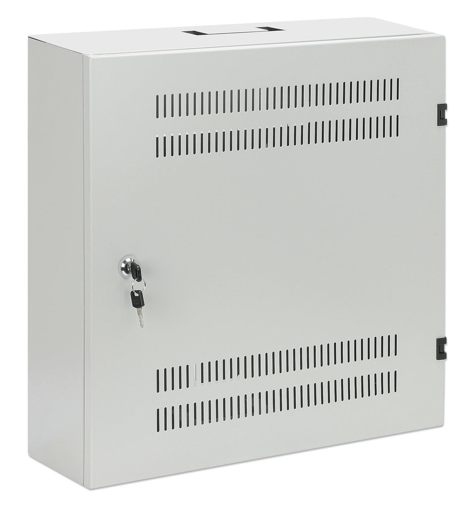 Intellinet Low-Profile 19" Wall Mount Cabinet with 4U Horizontal and 2U Vertical Rails Slim, Space-saving Enclosure with Only 170 mm (6.7 in.) Depth, Ideal for AV, Multimedia and Surveillance Applications, Assembled, Gray RAL 7035