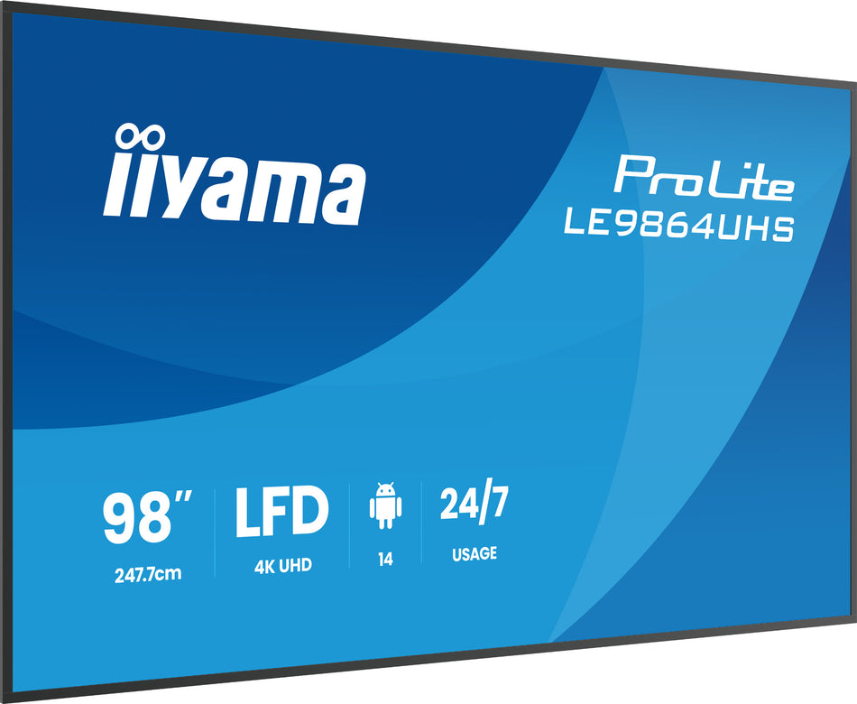 iiyama 98" 4K UHD Most powerful professional digital signage display with advanced control and connectivity options