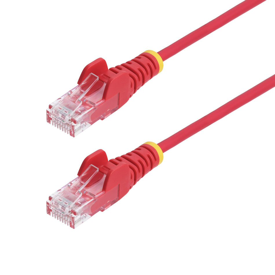 StarTech.com 50cm Red Slim CAT6 Ethernet Cable, Snagless, 100W PoE, UTP, LSZH, 28AWG Pure Bare Copper Wire, Slim RJ45 Network Patch Cord w/Strain Reliefs, Fluke Tested