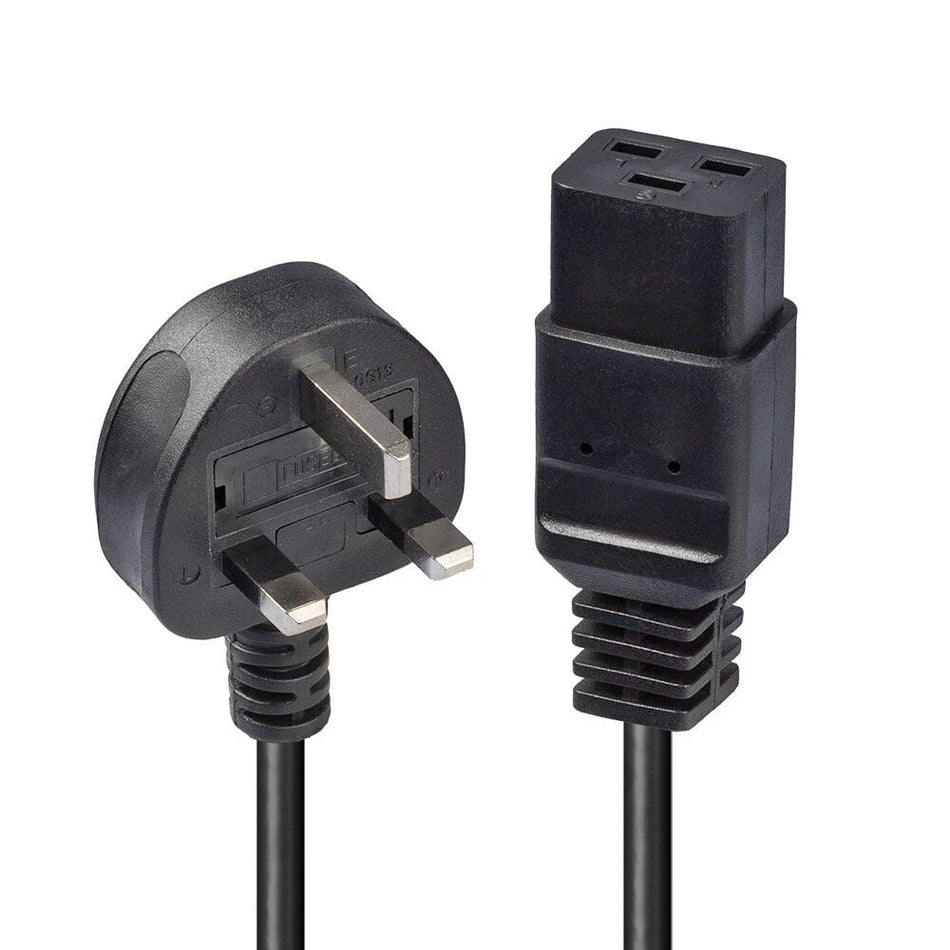 Lindy 2m UK 3 Pin Plug to IEC C19 Power Cable. Black