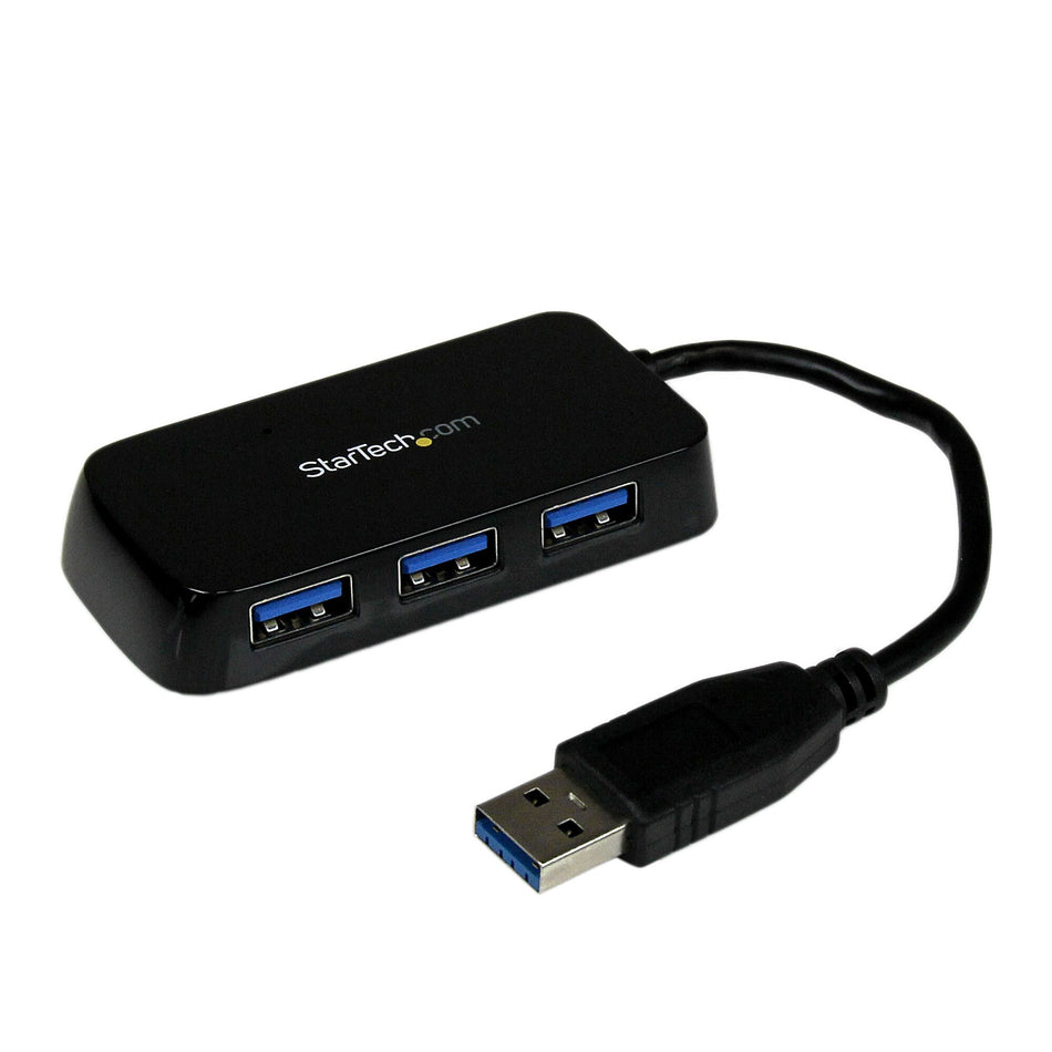 StarTech.com Portable 4 Port SuperSpeed Mini USB 3.0 Hub - Black~Portable 4 Port SuperSpeed Mini USB 3.0 Hub - 5Gbps - Black