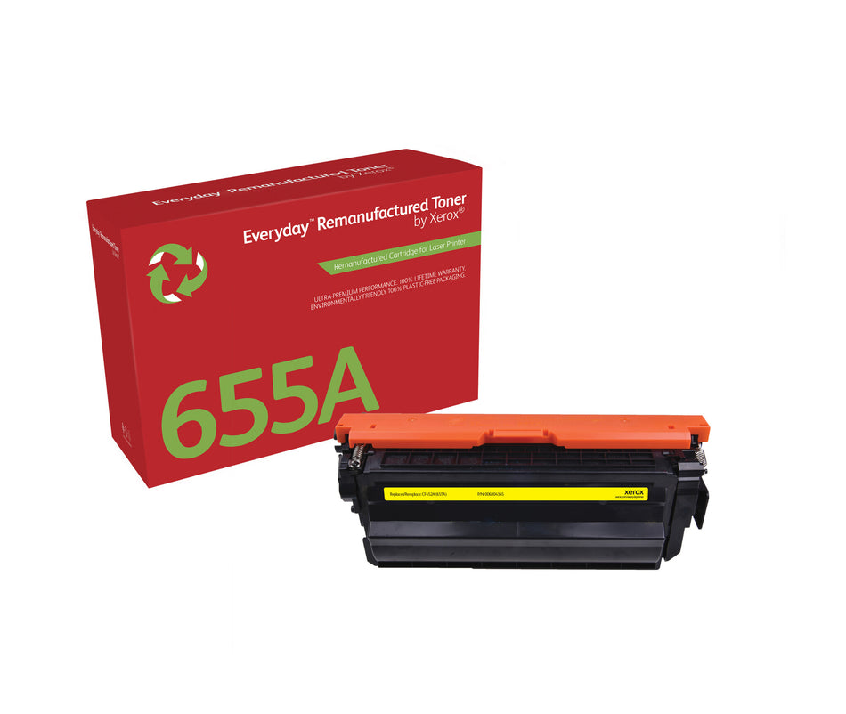 Everyday Remanufactured Everyday™ Yellow Remanufactured Toner by Xerox compatible with HP 655A (CF452A), Standard capacity