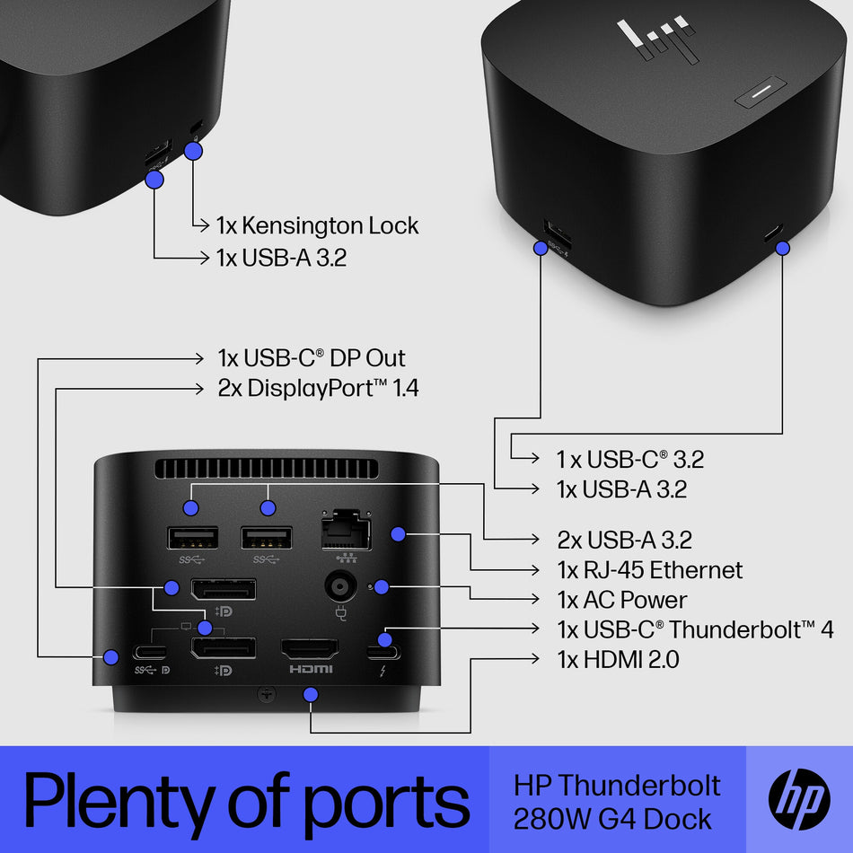 HP Thunderbolt Dock 280W G4 w/Combo Cable